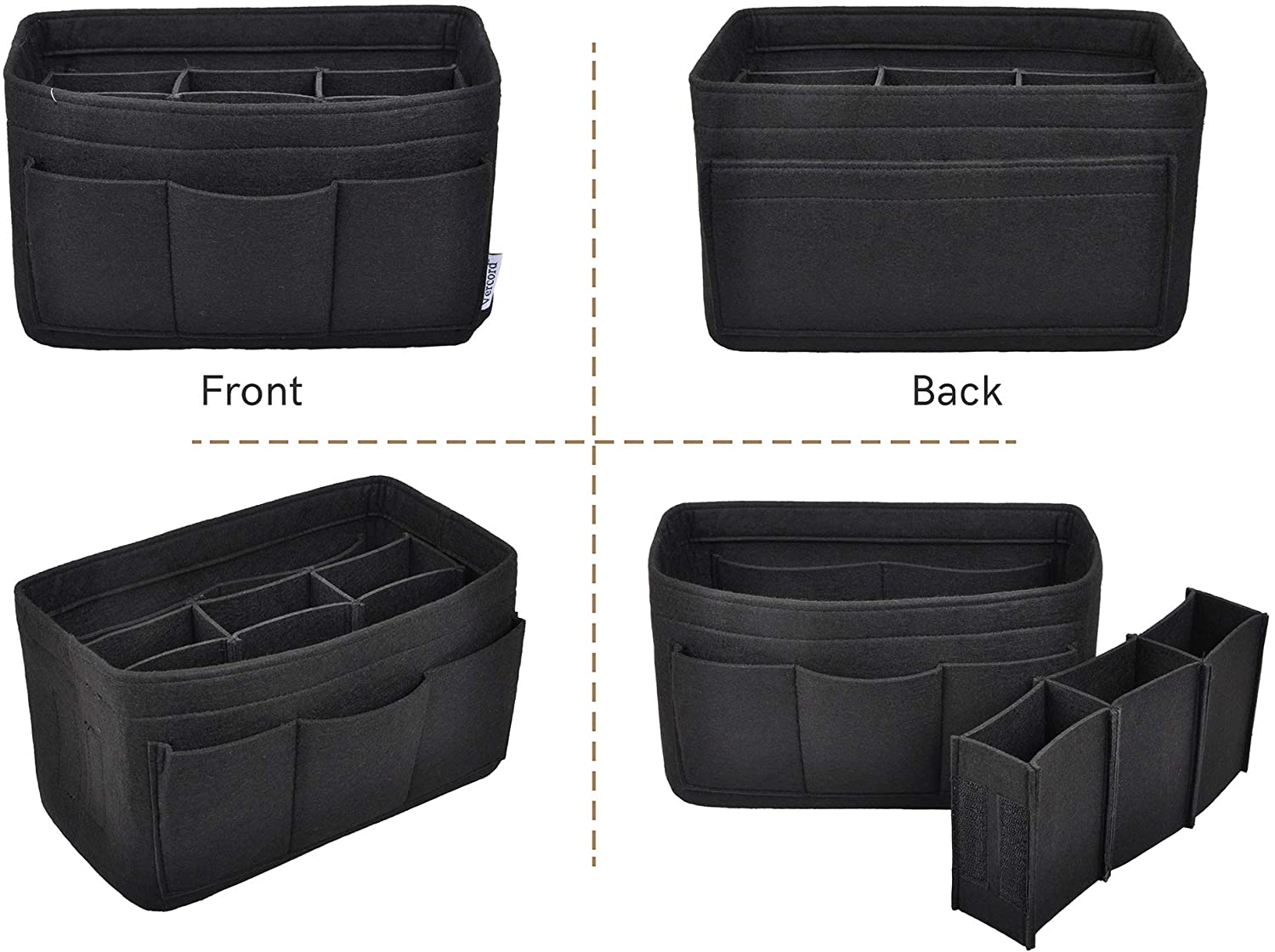 Vercord Felt Purse Organizer Handbag Insert Liner Shaper Bag in Bags for Speedy Neverfull Tote