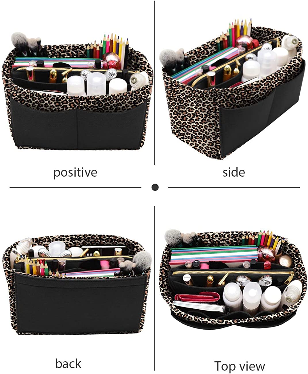 Felt Purse Bag Organizer Insert with zipper Bag Tote Shaper Fit Speedy Neverfull MM GM