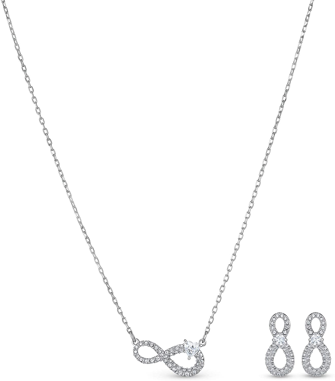 SWAROVSKI Women's Infinity Jewelry Set Collection, Rose Gold Tone & Rhodium Finish, Clear Crystals - JOY2ESpree