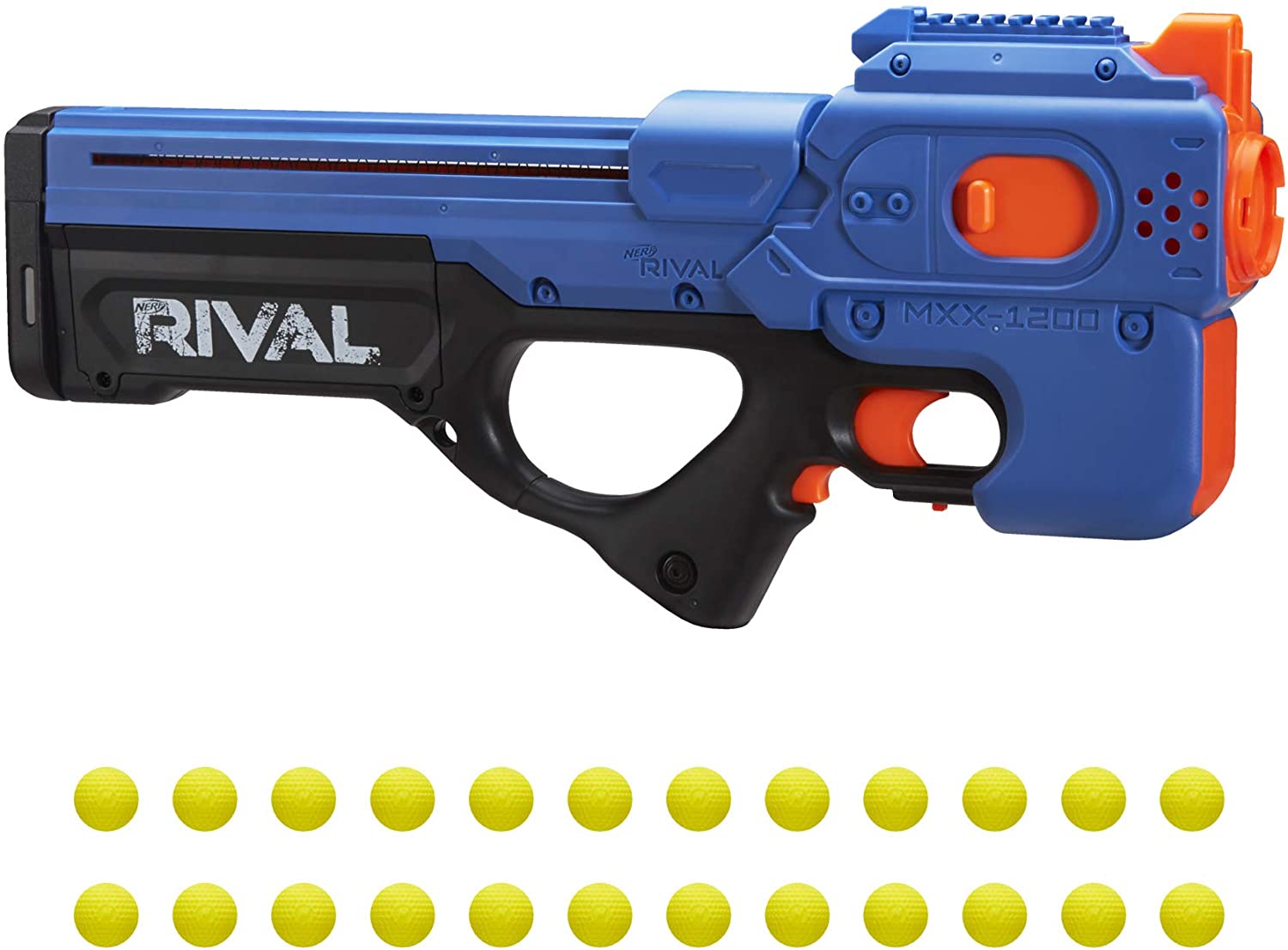 NERF Rival Charger MXX-1200 Motorized Blaster -- 12-Round Capacity, 100 FPS Velocity -- Includes 24 Official Rival Rounds -- Team Blue