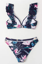 
                        
                          Muat gambar ke penampil Galeri, CUPSHE Women's Orange Floral Bottom Ruffle Hook Closure Bikini Set
                        
                      