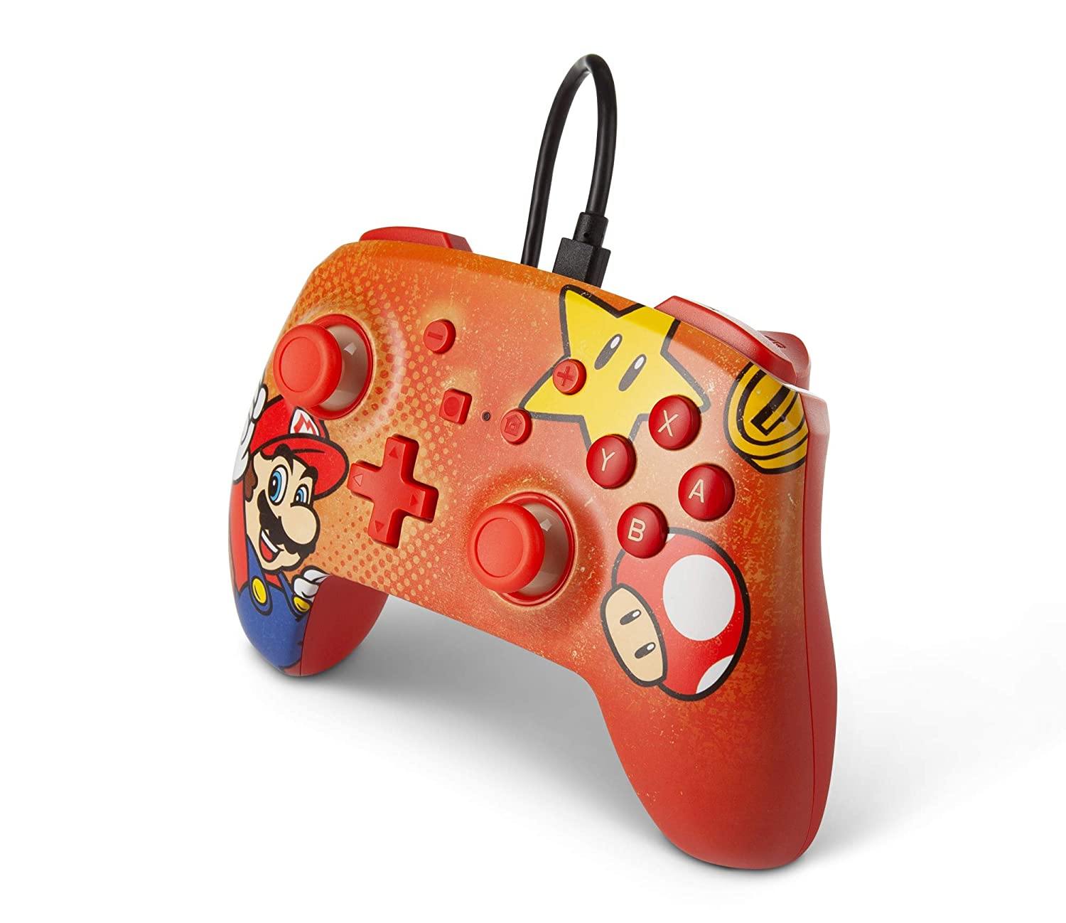 PowerA Enhanced Wired Controller for Nintendo Switch - Mario White, Gamepad, Wired Video Game Controller, Gaming Controller - Nintendo Switch - JOY2ESpree