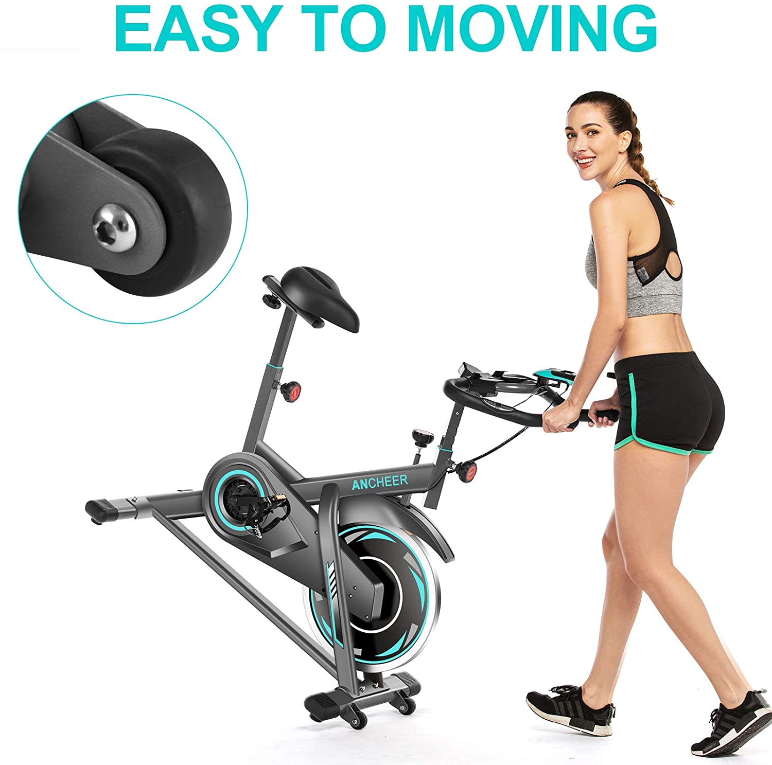 ANCHEER Exercise Bikes, Indoor Cycling Stationary Bike, Belt Drive, Adjustable Resistance, LCD Monitor - JOY2ESpree