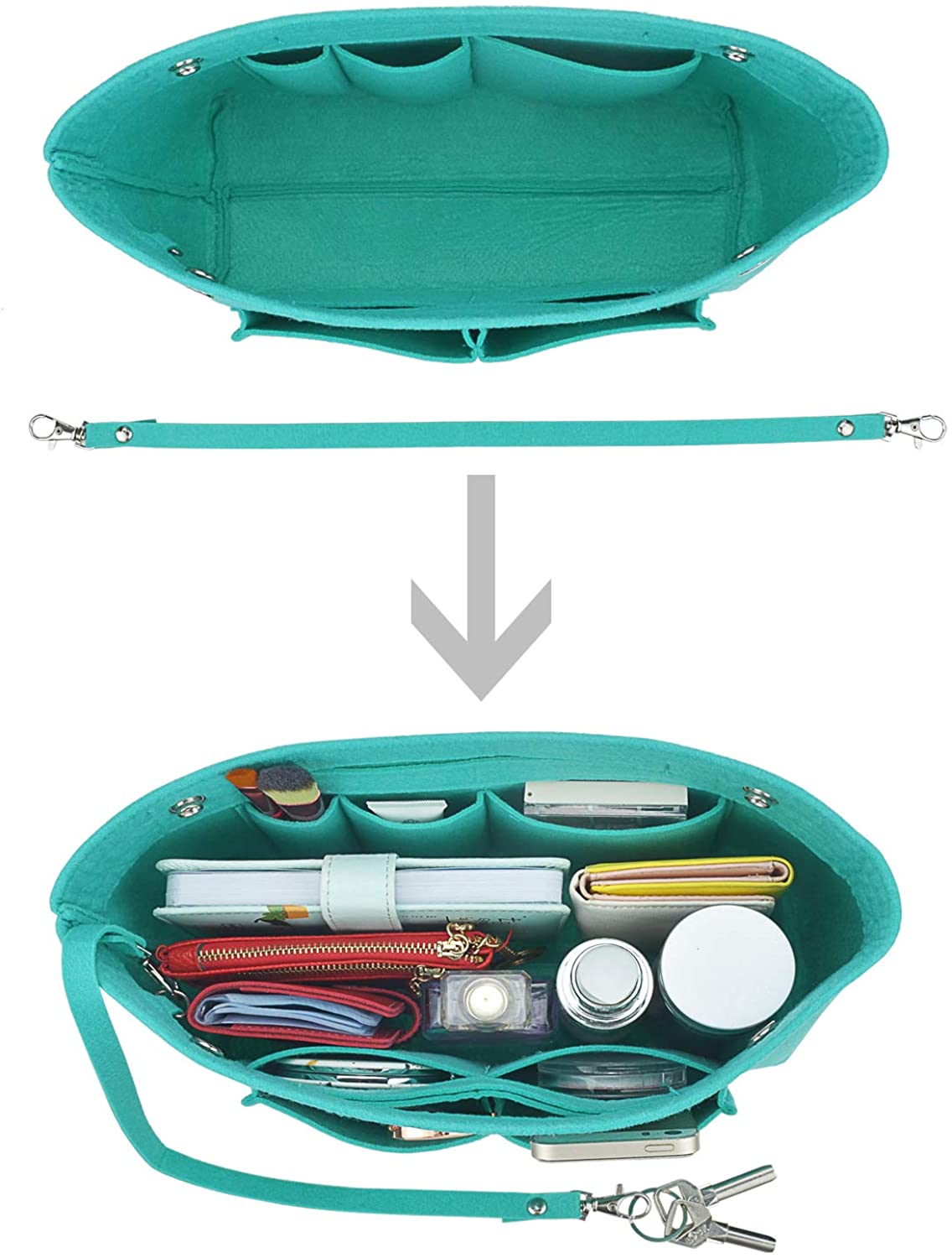 YIICOOLY Felt Tote Handbag Purse Organizer Insert Divider Shaper Bag in Bag