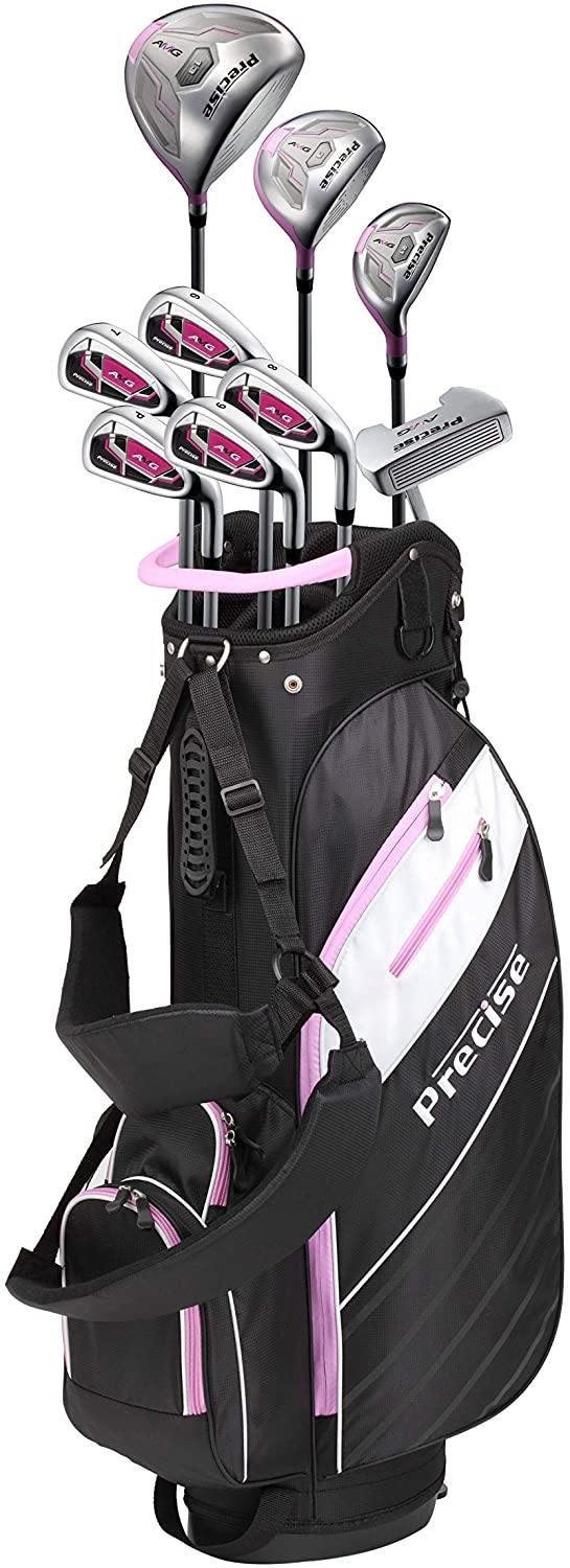 Precise AMG Ladies Womens Complete Golf Clubs Set Includes Driver, Fairway, Hybrid, 6-PW Irons, Putter, Stand Bag, 3 H/C's - Choose Color and Size! - JOY2ESpree