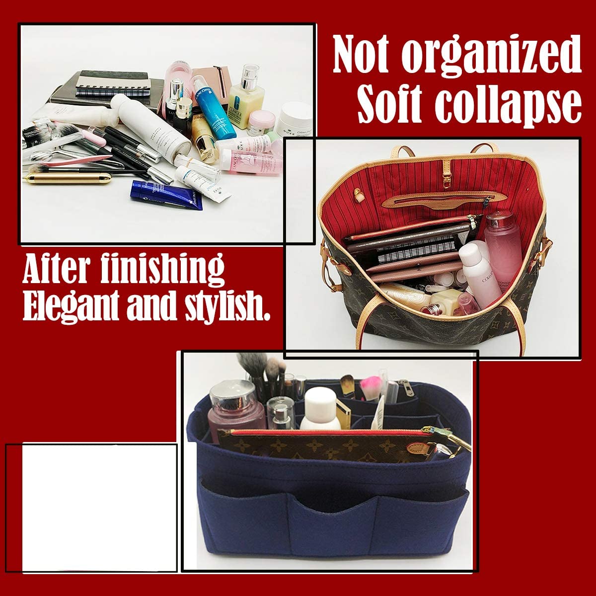 LEXSION Felt Purse Insert Bag Organizer Bag In Bag For Handbag Purse Organizer Fits Speedy Neverfull