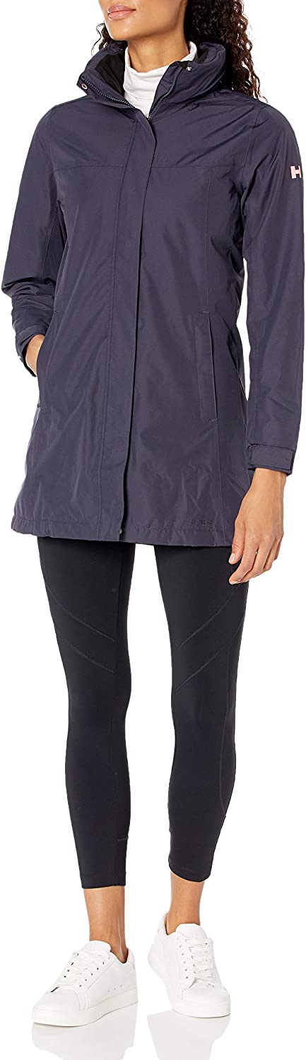 Helly-Hansen Womens Aden Insulated Waterproof Windproof Breathable Long Length Packable Hood Rain Coat Jacket