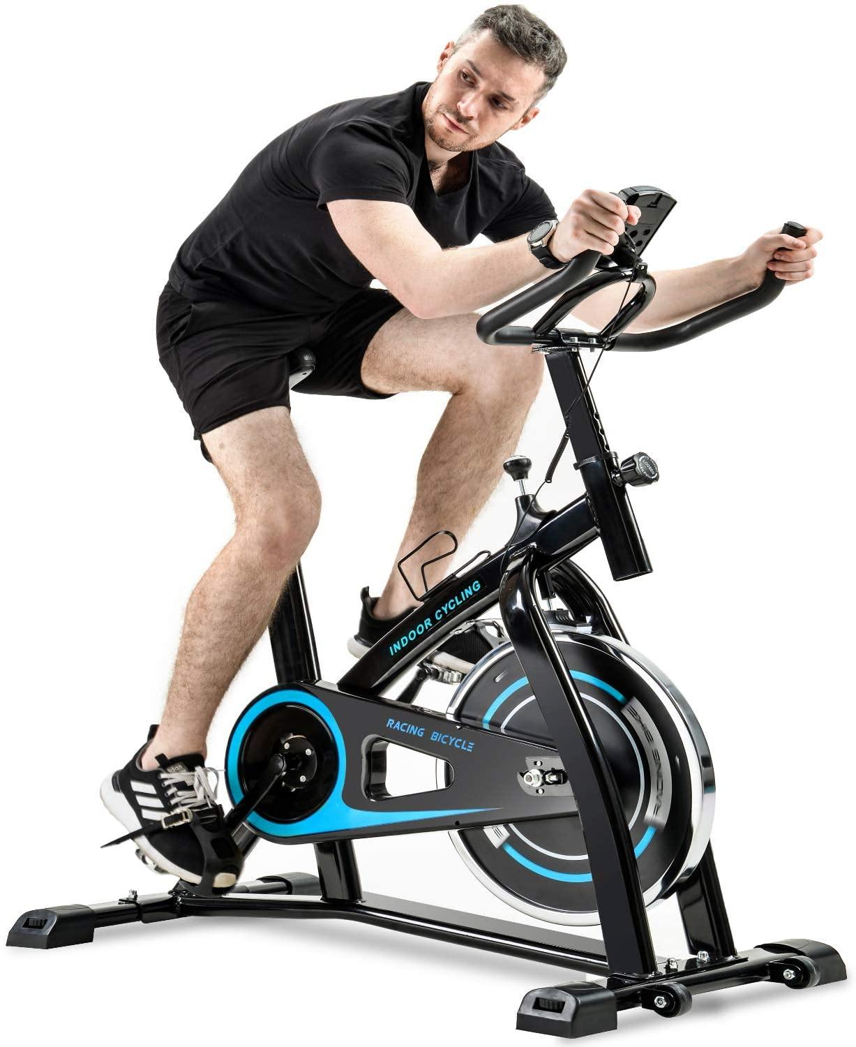 Merax Exercise Bike Indoor Cycling Bike Cycle Trainer Adjustable Stationary Bike 330LBS Weight Capacity - JOY2ESpree