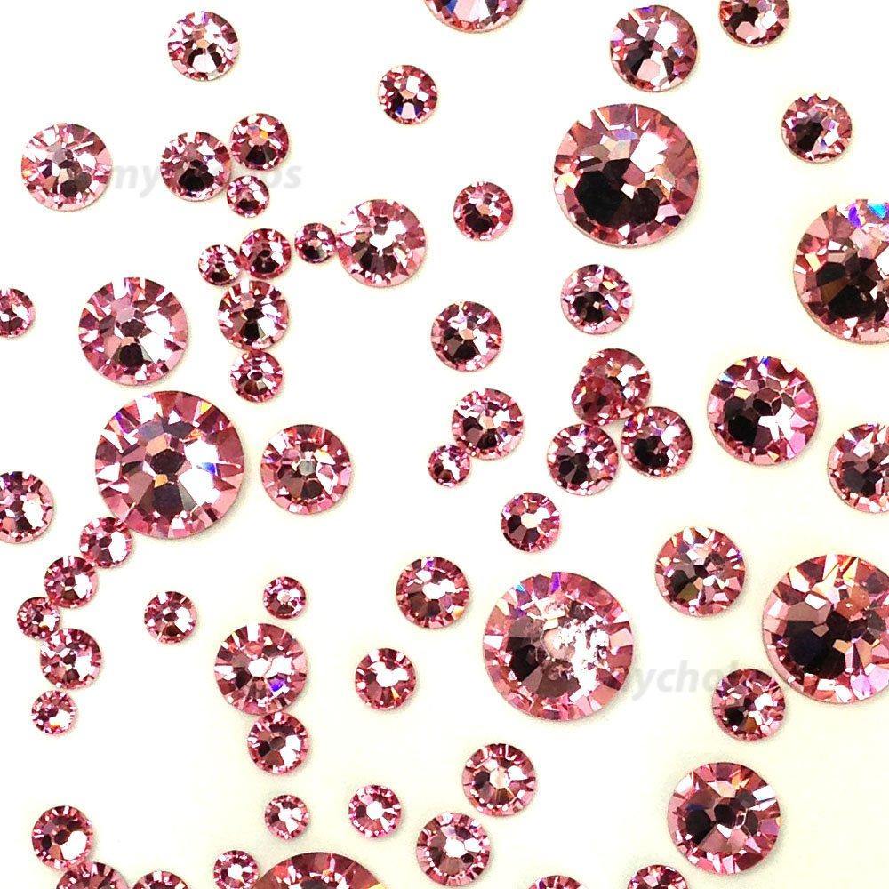 Light Rose (223) Pink 144 pcs Swarovski 2058/2088 Crystal Flatbacks Pink Rhinestones Nail Art Mixed with Sizes ss5, ss7, ss9, ss12, ss16, ss20, ss30 - JOY2ESpree