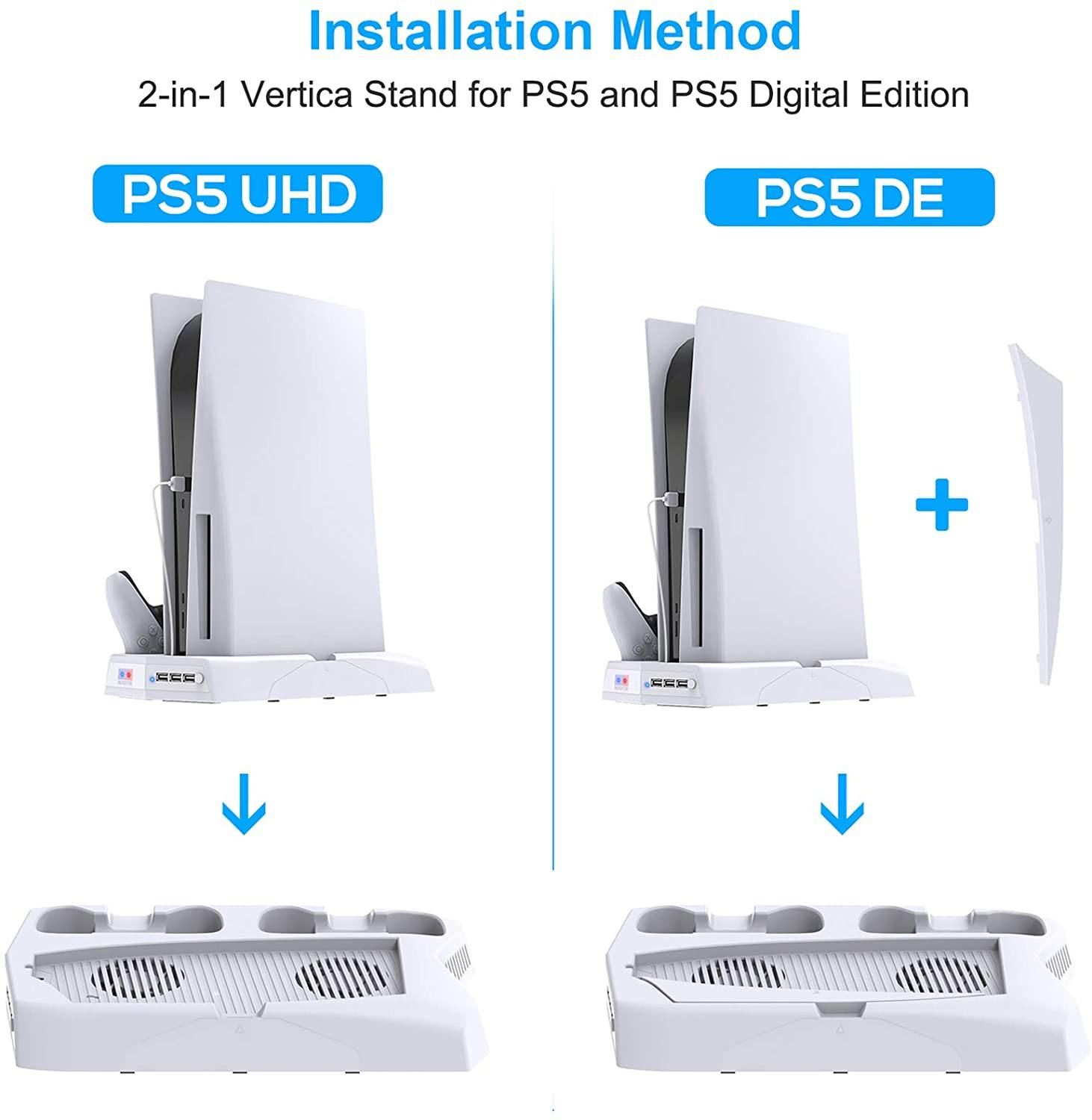 Vertical Stand with Cooling Fan for PS5 Console and Playstation 5 Digital Edition - JOY2ESpree