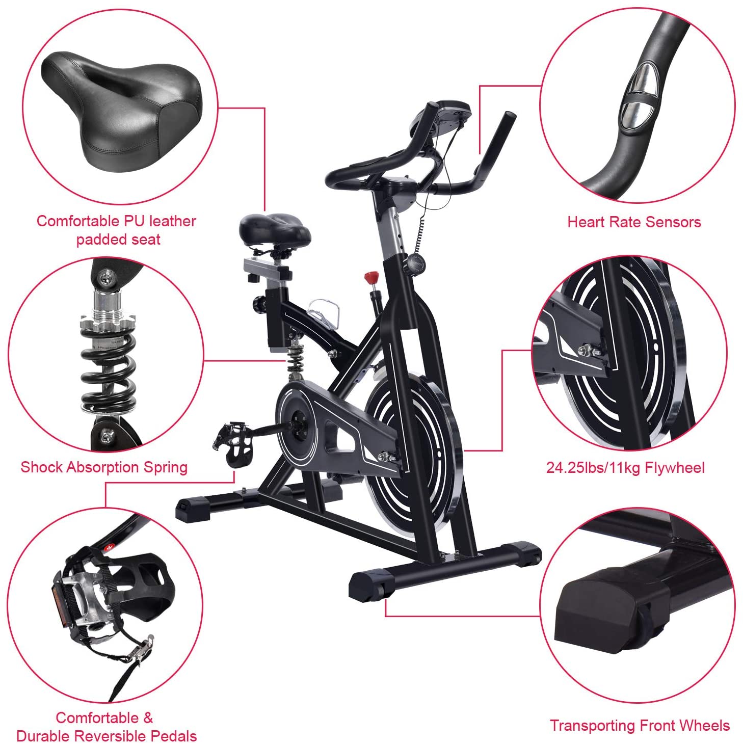 IDEER LIFE Exercise Bike Stationary Indoor Cycling Bicycle, Stationary Spin Bike - JOY2ESpree