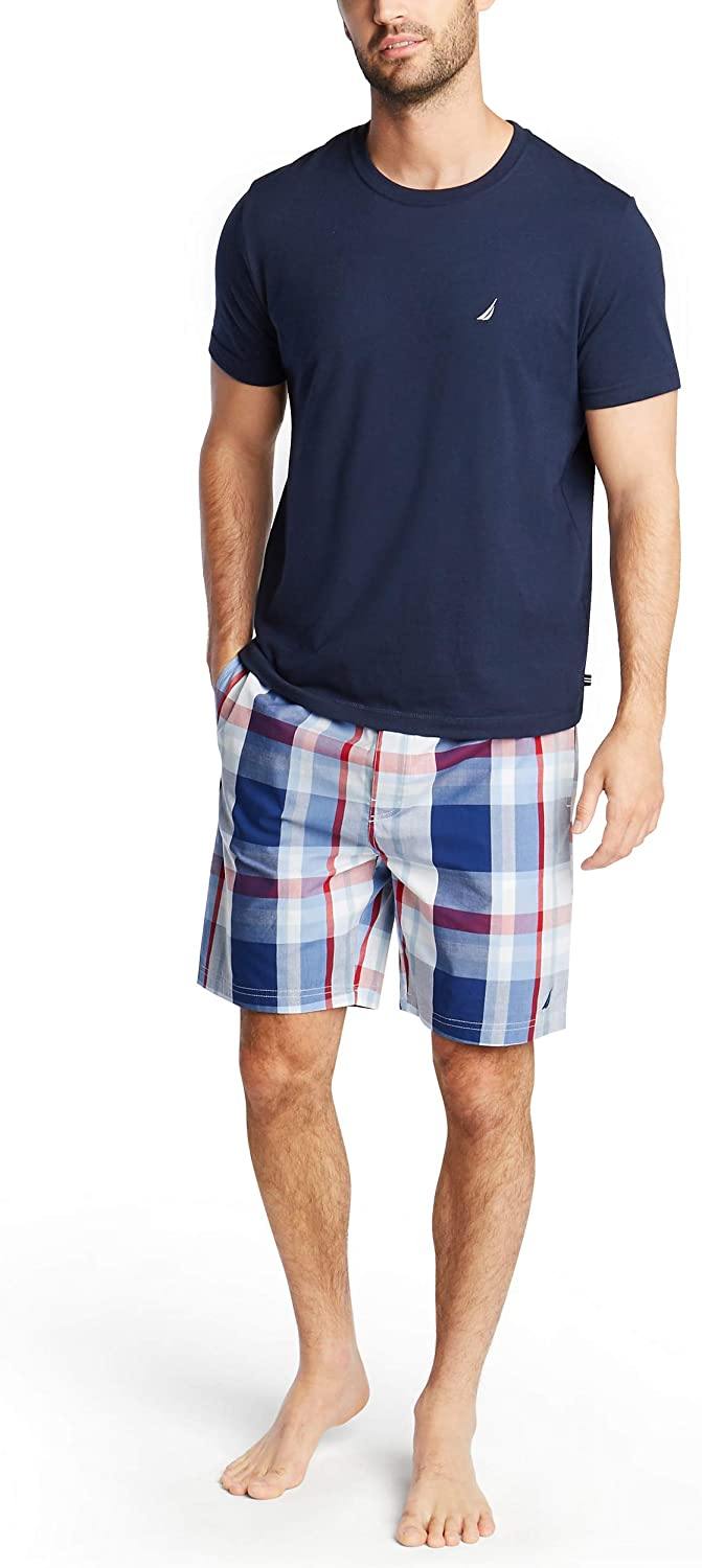 Nautica Men's Soft Woven 100% Cotton Elastic Waistband Sleep Pajama Short - JOY2ESpree