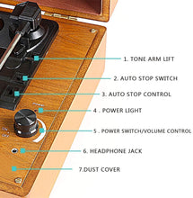 
                        
                          Muat gambar ke penampil Galeri, Vinyl Record Player, DLITIME 3-Speed Turntable with Built-in Speakers - JOY2ESpree
                        
                      