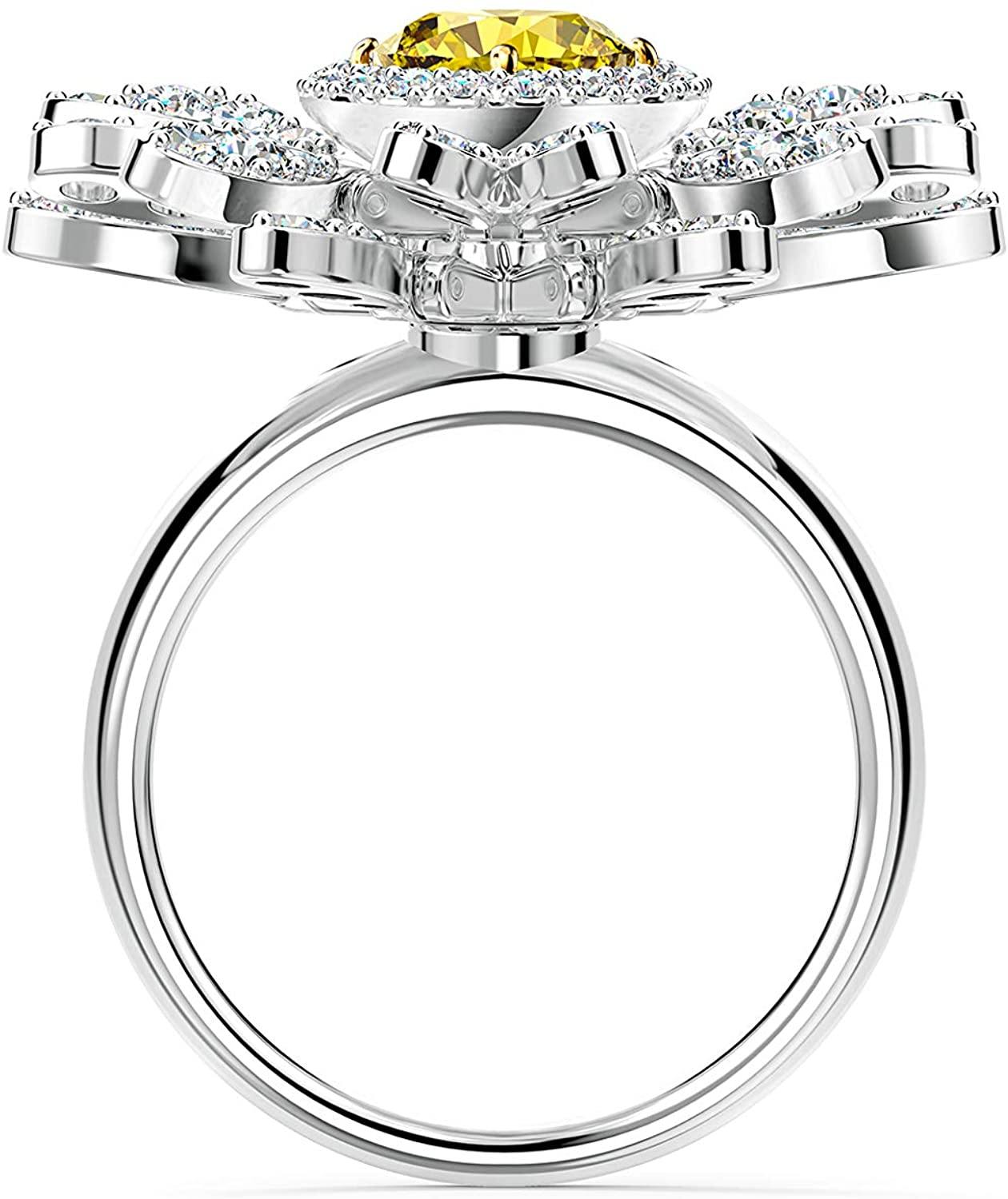 Swarovski Eternal Flower Ring Movable Yellow Rhodium Plated - JOY2ESpree