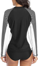 
                        
                          將圖片載入圖庫檢視器 CharmLeaks Women's Long Sleeve Rashguard UPF 50 Sun Protection Swimsuit Top Striped Swim Shirts
                        
                      