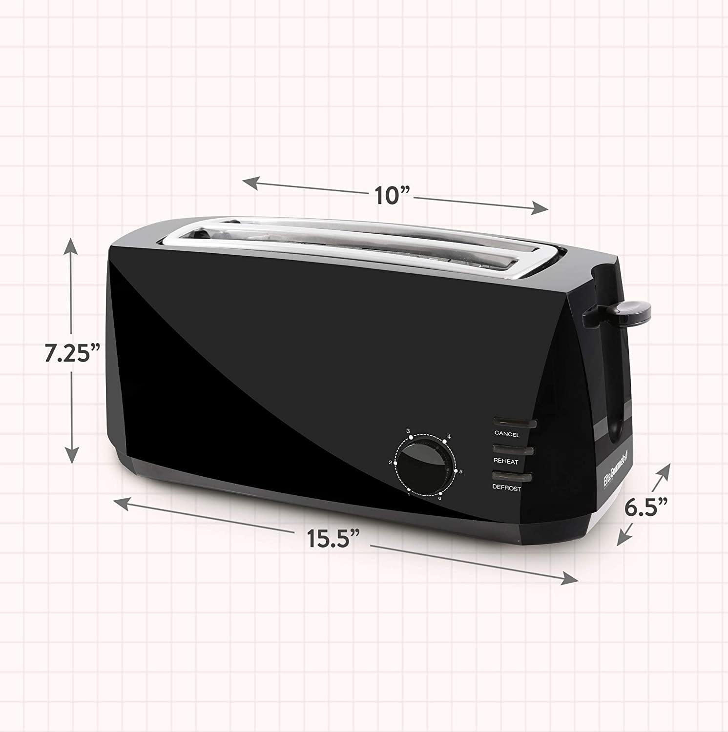 Elite Gourmet ECT-4829 Maxi-Matic 4 Slice Long Toaster 6 Toast Settings - JOY2ESpree