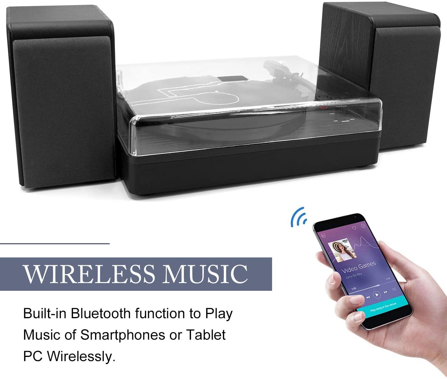 LP&No.1 Bluetooth Turntable HiFi System with Bookshelf Speakers - JOY2ESpree
