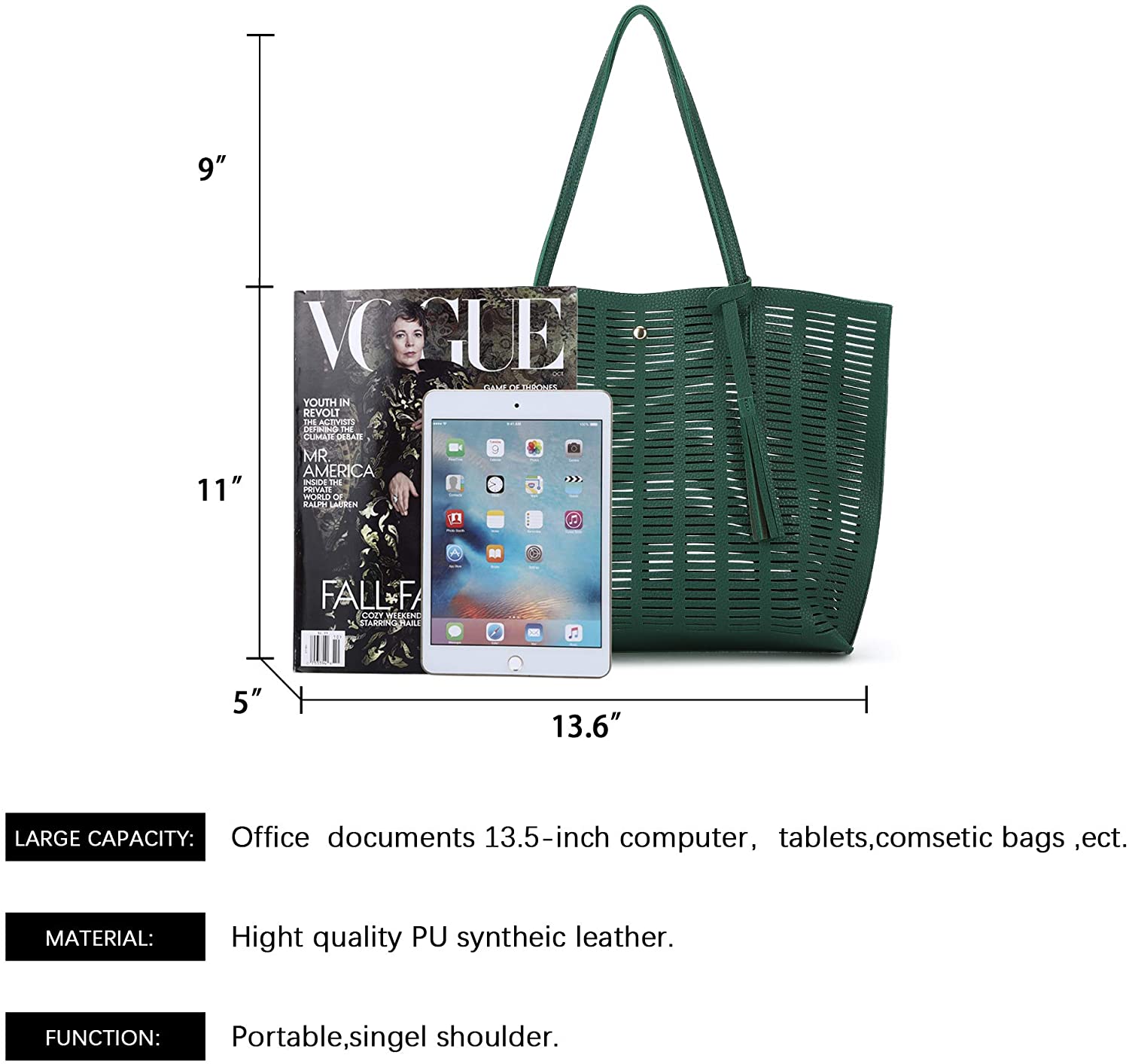 K.EYRE Women's Soft Faux Leather Tote Bag Purse Handbags Wallet Tote Shoulder Bag Purse Large Capacity
