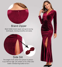 
                        
                          Load image into Gallery viewer, Ababalaya Long Sleeve Wrap Velvet Long Formal Dresses Cocktail Dress
                        
                      