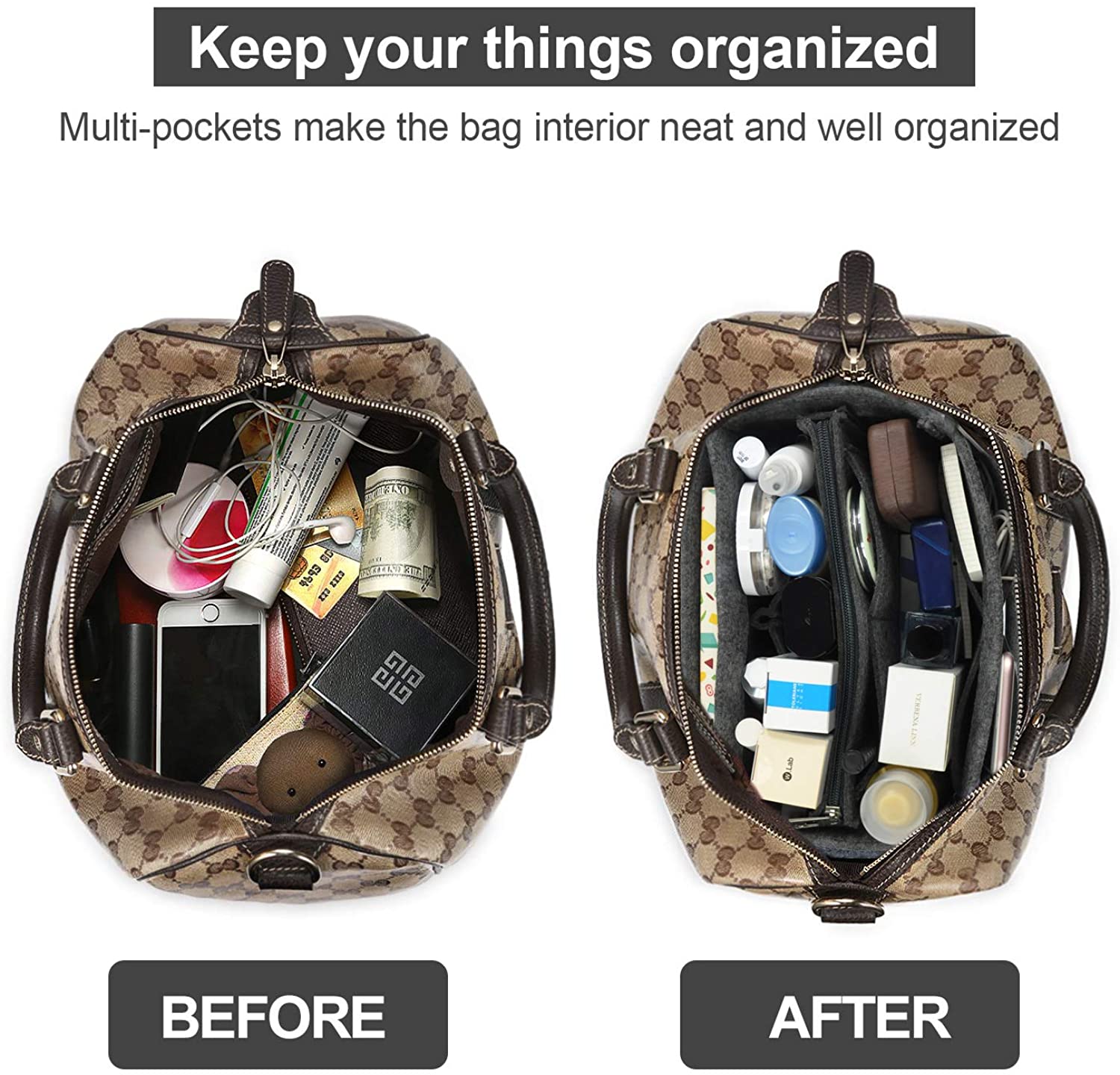 Purse Organizer Insert, Handbag & Tote Organizer, Bag in Bag, Perfect for Speedy Neverfull and More
