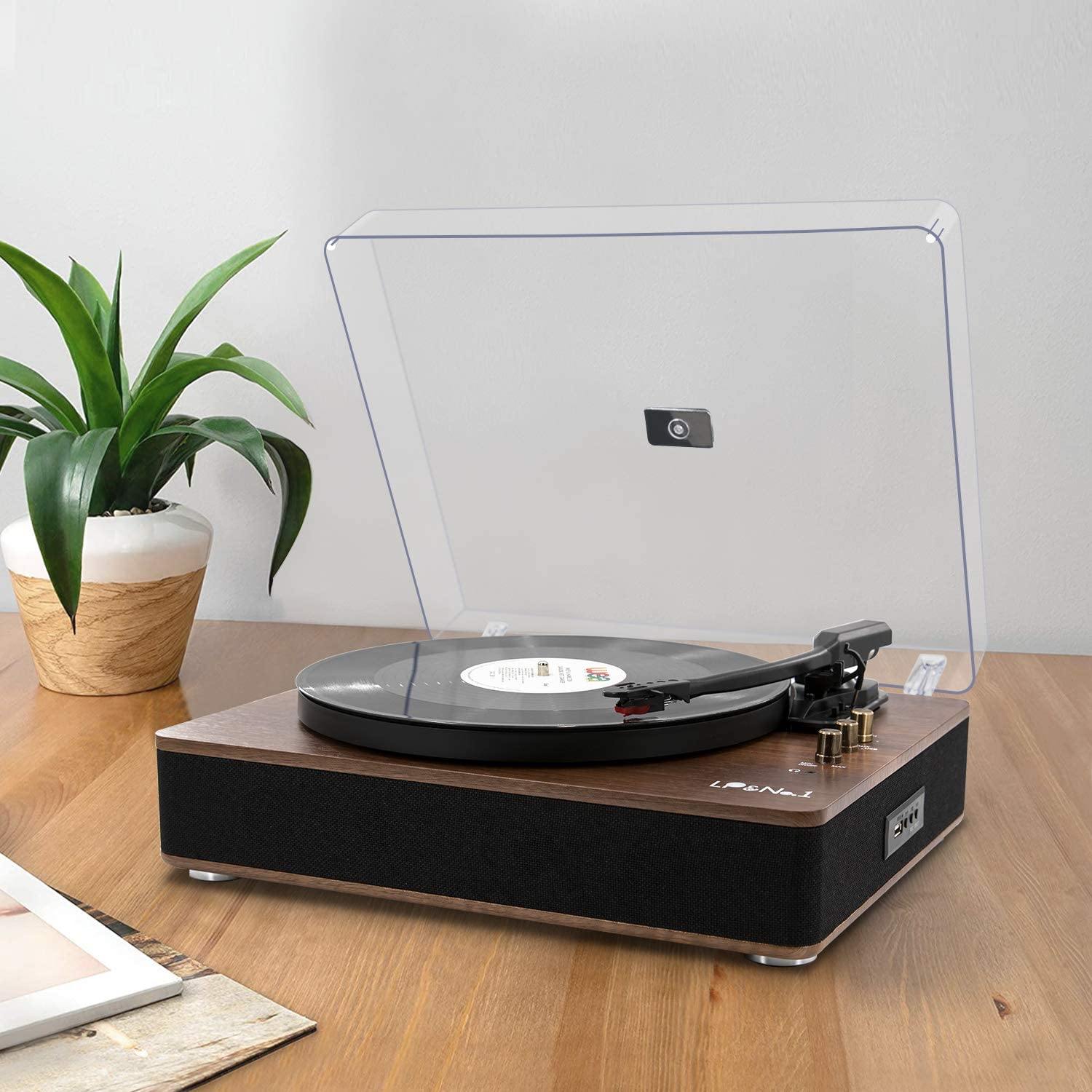 LP&NO.1 Record Player, Classic Bluetooth Turntable with USB Recording - JOY2ESpree