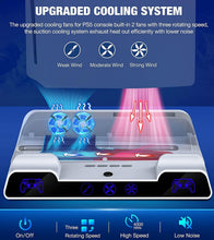 
                        
                          Load image into Gallery viewer, PS5 Accessories Stand Cooling Fan, PS5 Stand with Cooling Fan And Controller Charger Station for Playstation 5 Console - JOY2ESpree
                        
                      