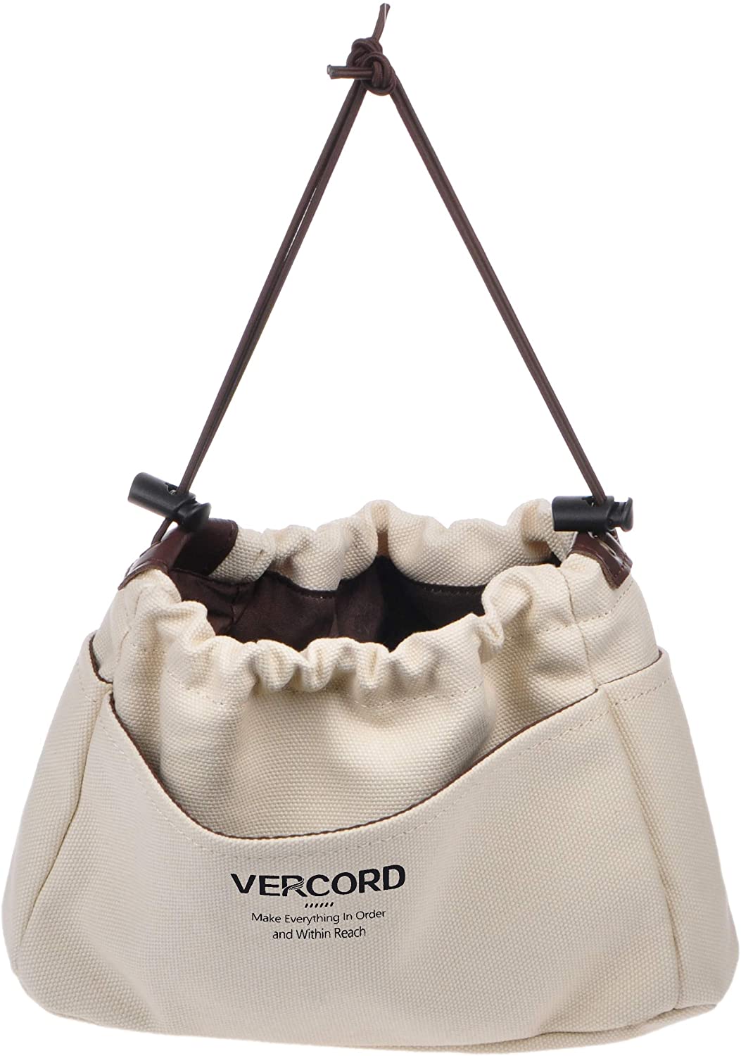 Vercord Canvas Handbag Organizers, Sturdy Purse Insert Organizer Bag in Bag, 10 Pockets Beige Small