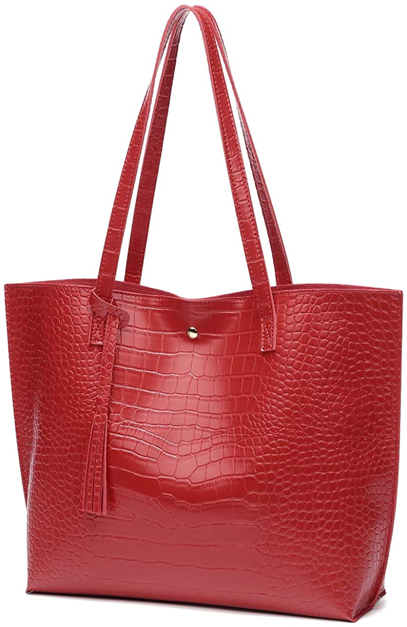 Women's Soft Faux Leather Tote Shoulder Bag from Dreubea, Big Capacity Tassel Handbag
