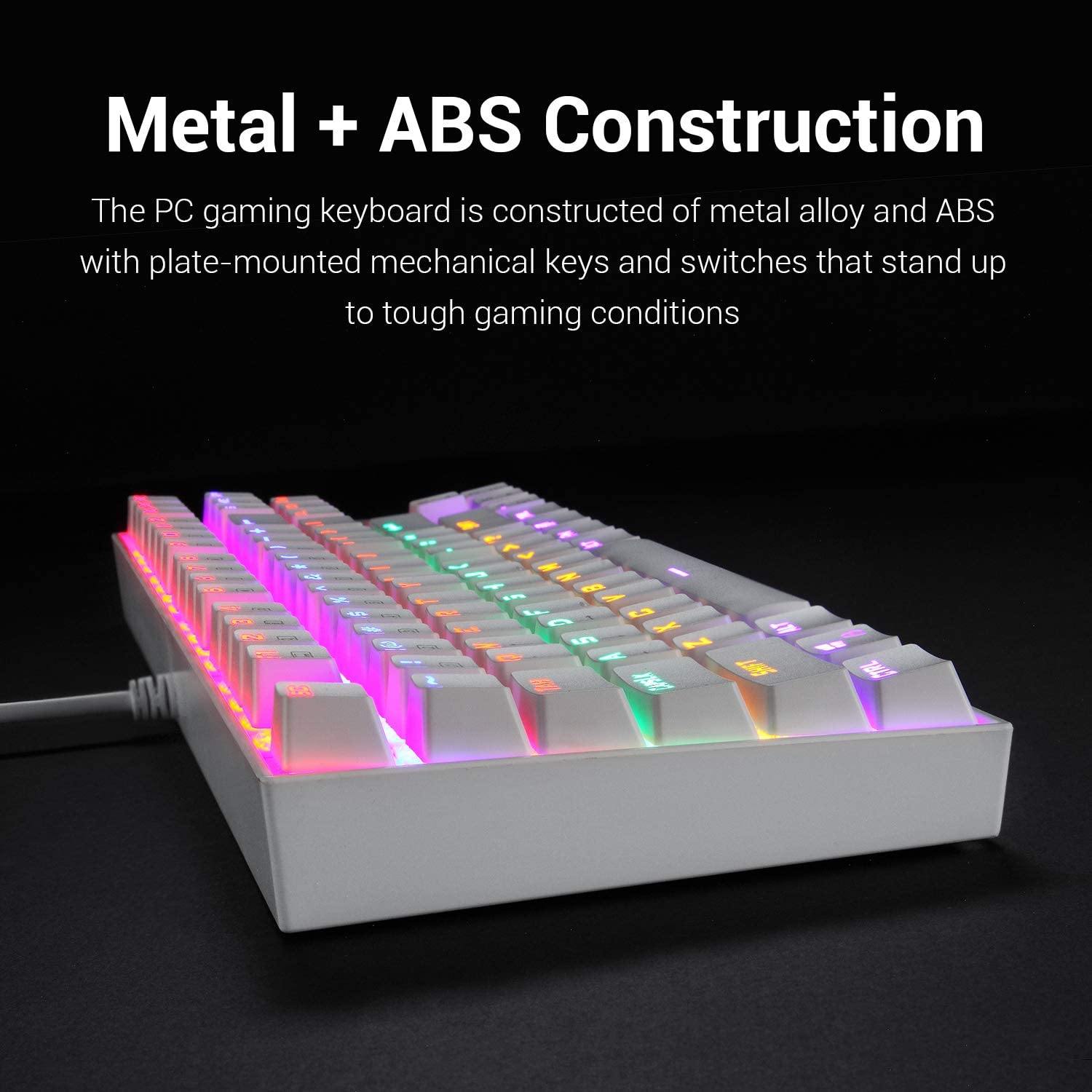 Redragon K552 Mechanical Gaming Keyboard RGB LED Rainbow Backlit Wired Keyboard with Red Switches for Windows Gaming PC (87 Keys, Black) - JOY2ESpree