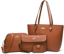 
                        
                          Load image into Gallery viewer, Women Fashion Handbags Wallet Tote Bag Shoulder Bag Top Handle Satchel Purse Set 4pcs
                        
                      