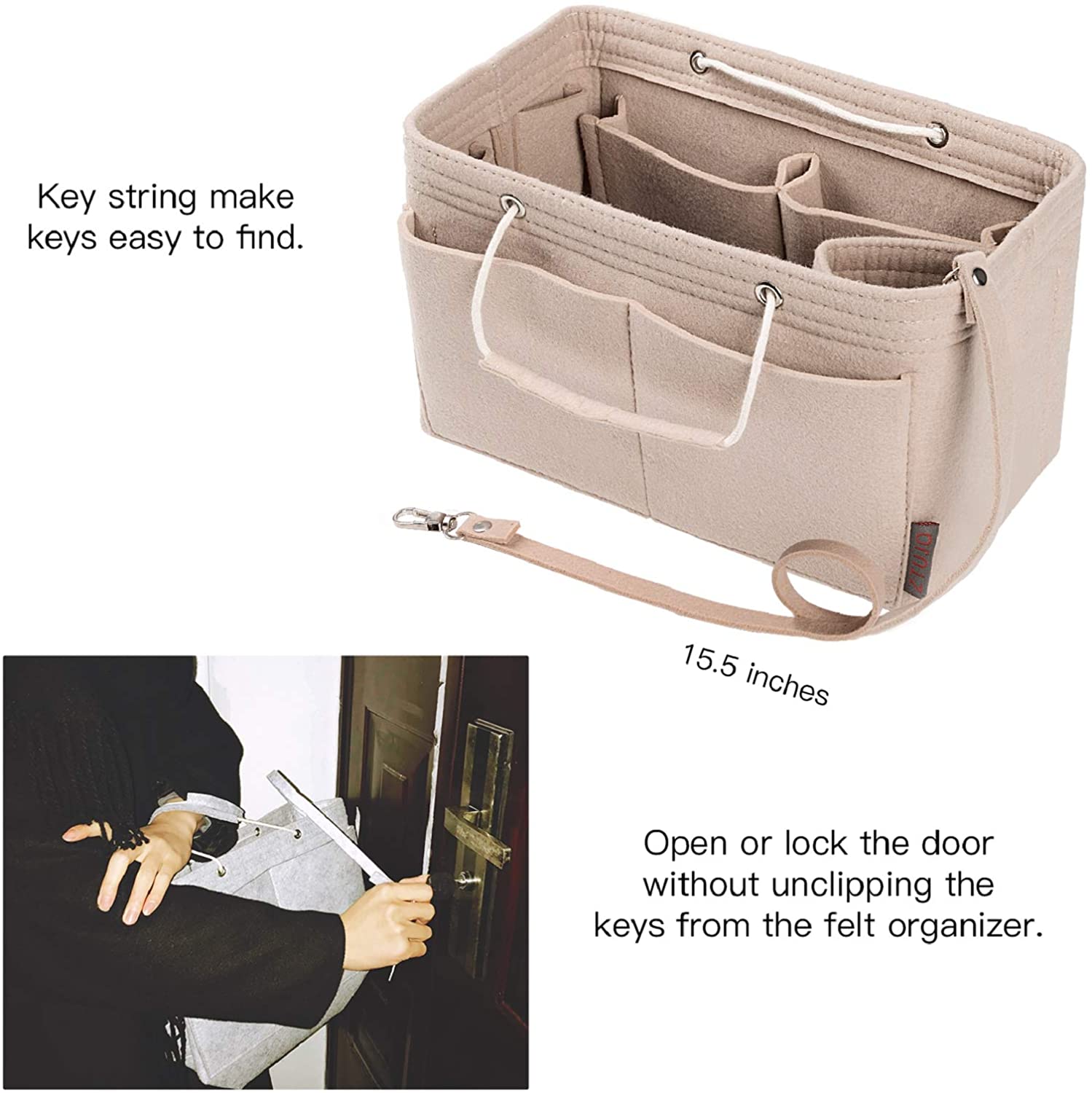 Purse Organizer, Multi-Pocket Felt Handbag Organizer, Purse Organizer Insert with Handles, Medium, Large, X-Large