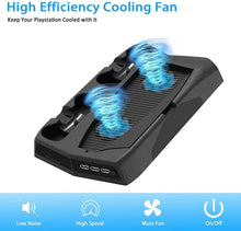 
                        
                          Load image into Gallery viewer, PS5 Console Cooling Fan, Arespark Playstation5 Vertical Edition Console Cooling Stand with Dualsense Controller Charge Station &amp; Game Slots - JOY2ESpree
                        
                      