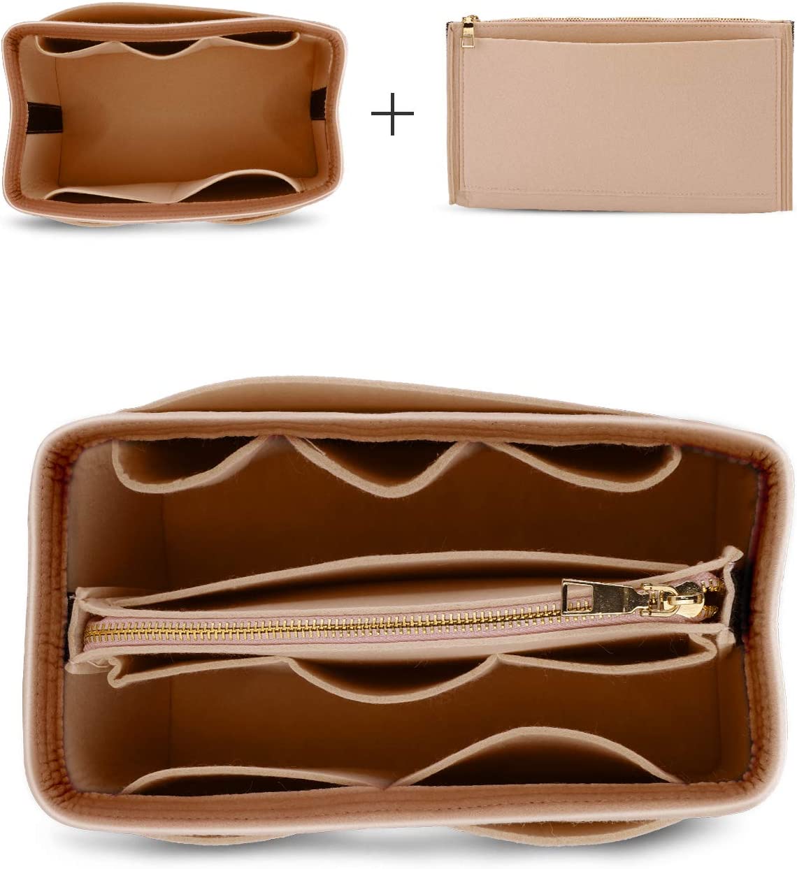 MA STRAP Purse Organizer with Detachable Zipper Pouch Multipurpose Felt Insert Bag Fit Speedy Neverfull Longchamp Tote