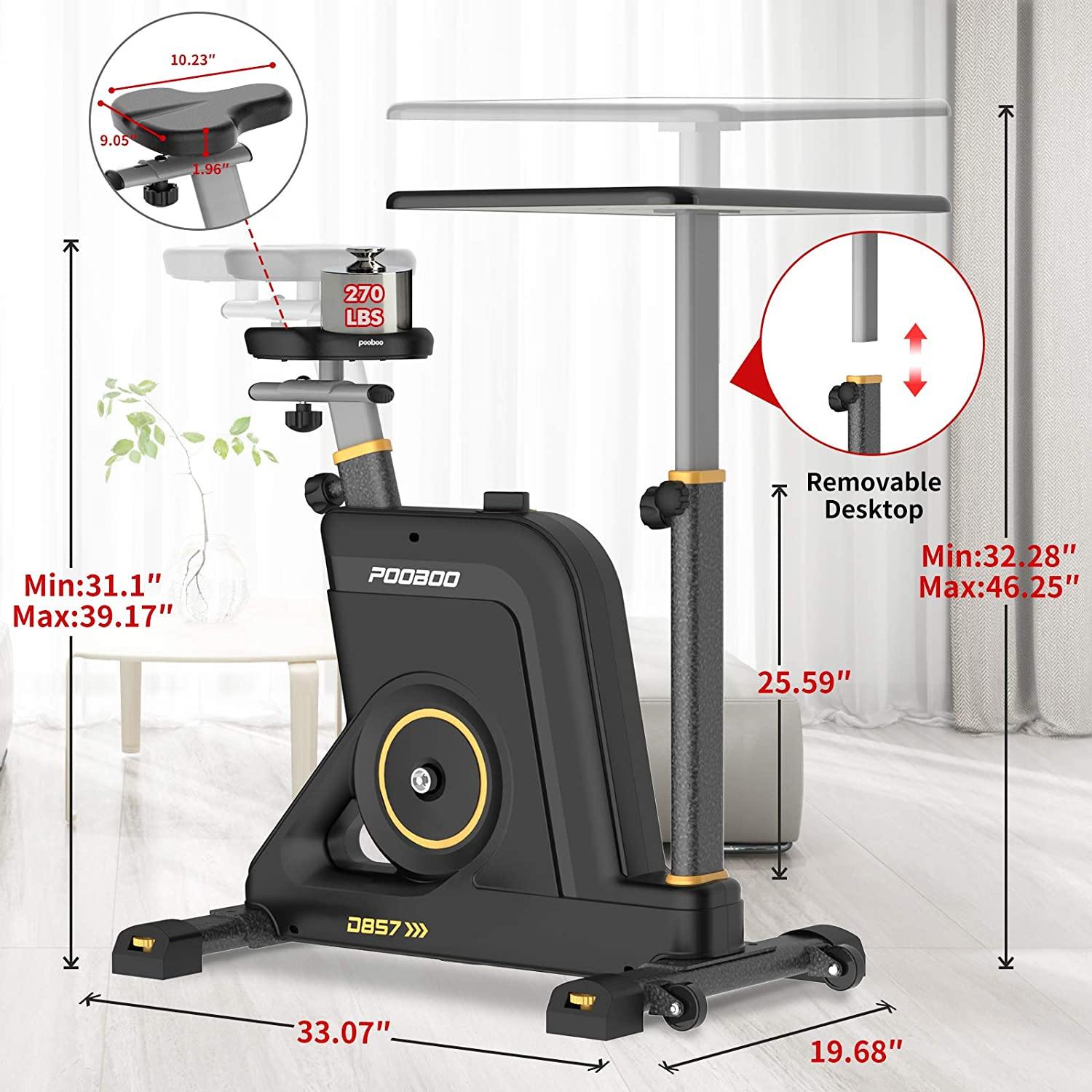 pooboo Desk Cycle Exercise Bike Indoor Cycling Bike Adjustable Magnetic Resistance Stationary Bike for Home Office - JOY2ESpree