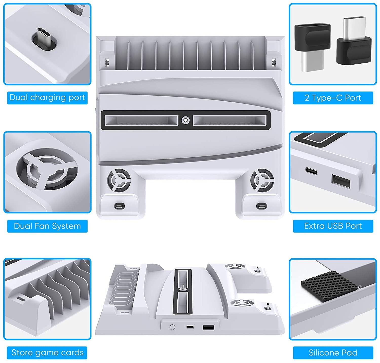 Vertical Stand with Cooling Fan for PS5 Console and Playstation 5 Digital Edition - JOY2ESpree