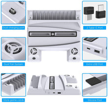 
                        
                          Load image into Gallery viewer, Vertical Stand with Cooling Fan for PS5 Console and Playstation 5 Digital Edition - JOY2ESpree
                        
                      