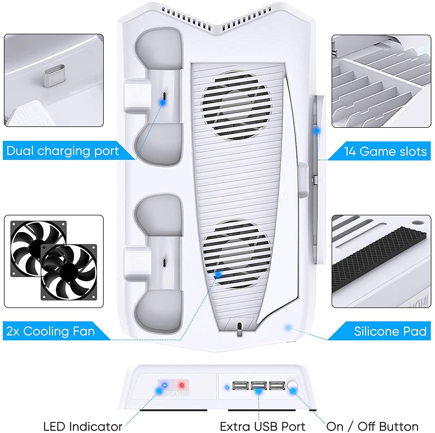 Vertical Stand with Cooling Fan for PS5 Console and Playstation 5 Digital Edition - JOY2ESpree