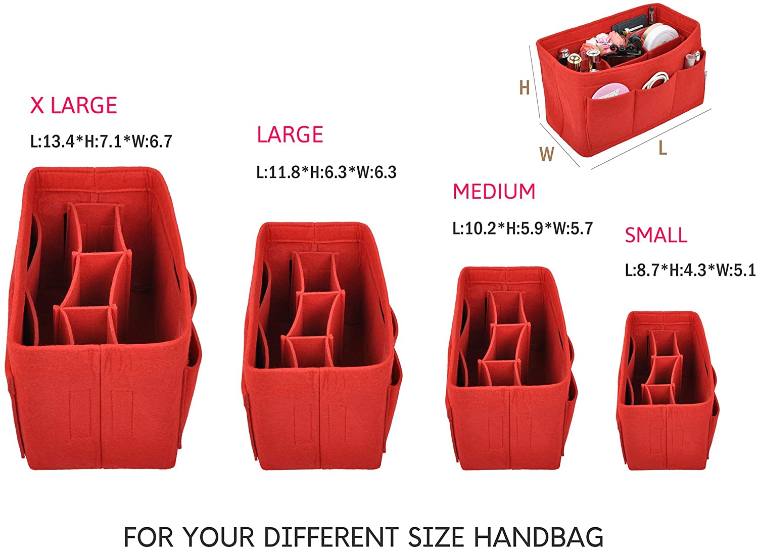 Vercord Felt Purse Organizer Handbag Insert Liner Shaper Bag in Bags for Speedy Neverfull Tote