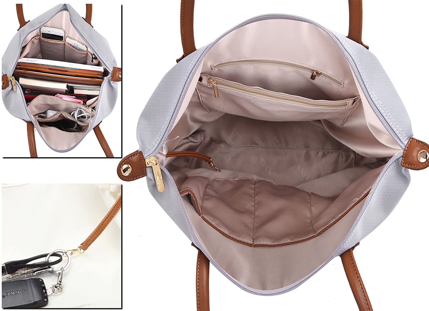 NNEE Water Resistance Nylon Tote Bag & Multiple Pocket Design