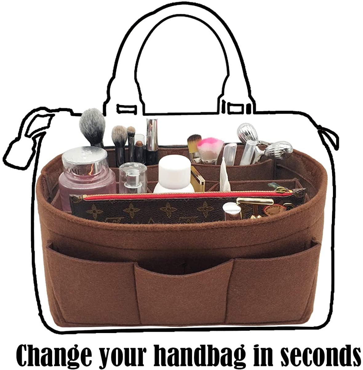 LEXSION Felt Purse Insert Bag Organizer Bag In Bag For Handbag Purse Organizer Fits Speedy Neverfull