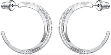 
                        
                          Load image into Gallery viewer, SWAROVSKI Women's Twist Hoop Earrings Collection, Rhodium Finish, Blue Crystals, Clear Crystals - JOY2ESpree
                        
                      