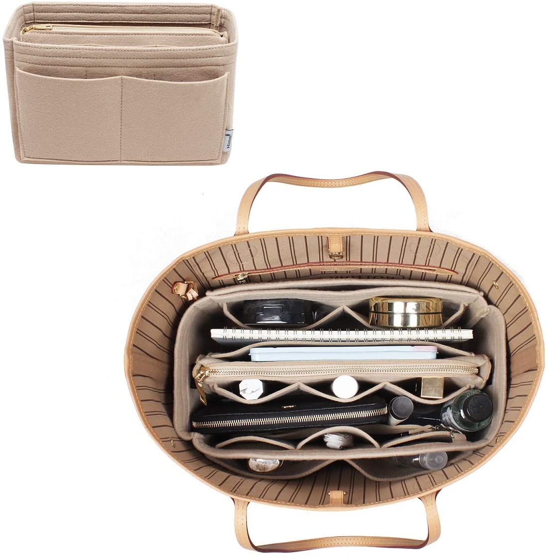 Purse Organizer Insert, Bag Organizer, Bag in Bag, Perfect for Speedy Neverfull and More, 5 Size (X-Large, Black)