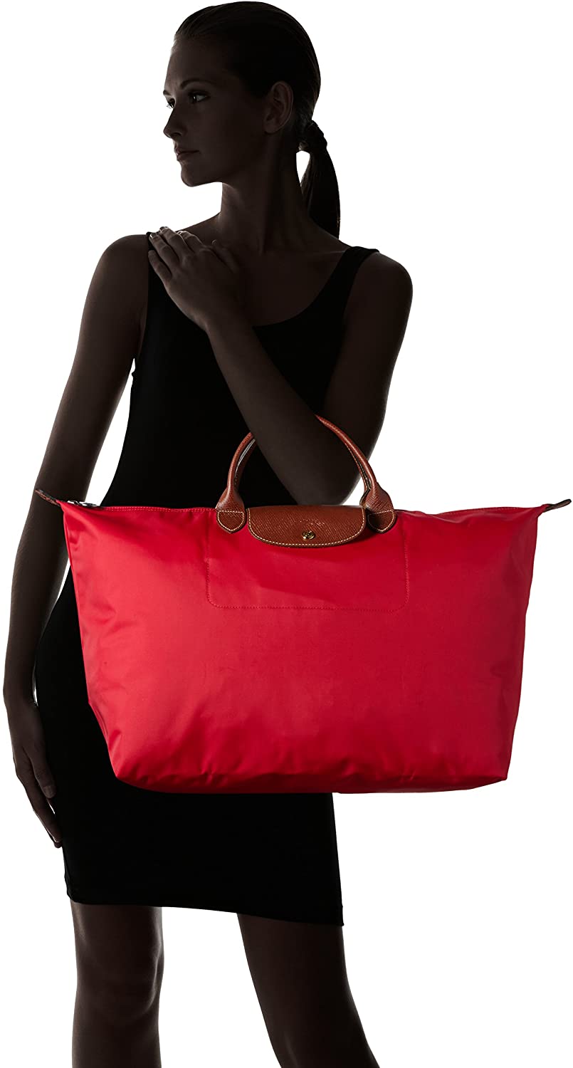 Longchamp Le Pliage Large Travel Bag, Red Garance, 17.75" x 13.75" x 9"