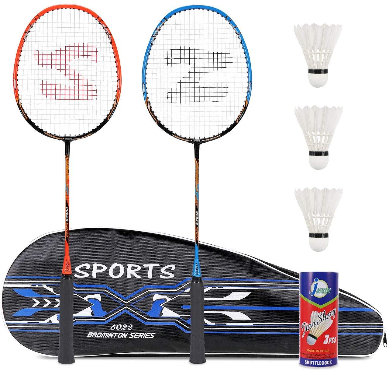 Fostoy Badminton Rackets, Badminton Sets for Backyards, Lightweight Carbon Fiber Badminton Racquets with 3 shuttlecocks and Carry Bag - JOY2ESpree