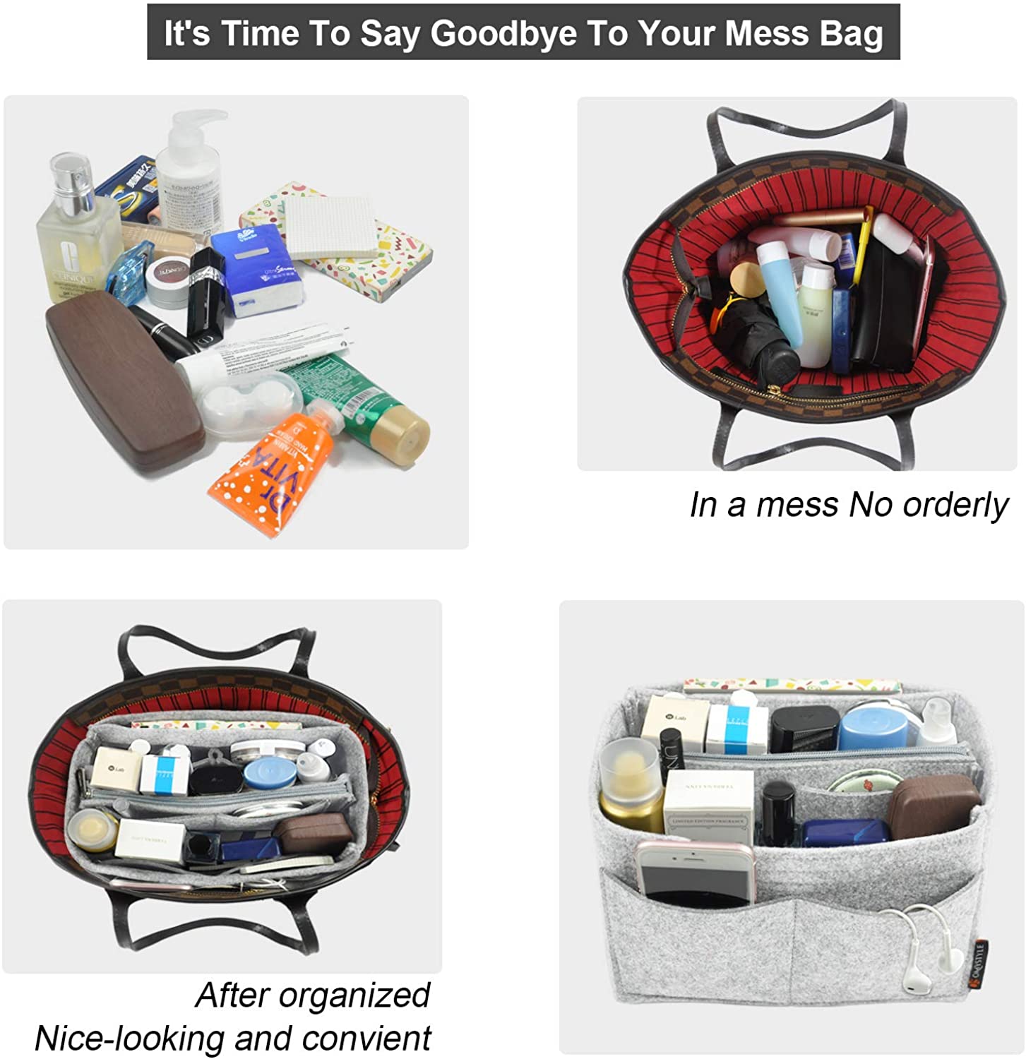 Purse Organizer Insert, Handbag & Tote Organizer, Bag in Bag, Perfect for Speedy Neverfull and More