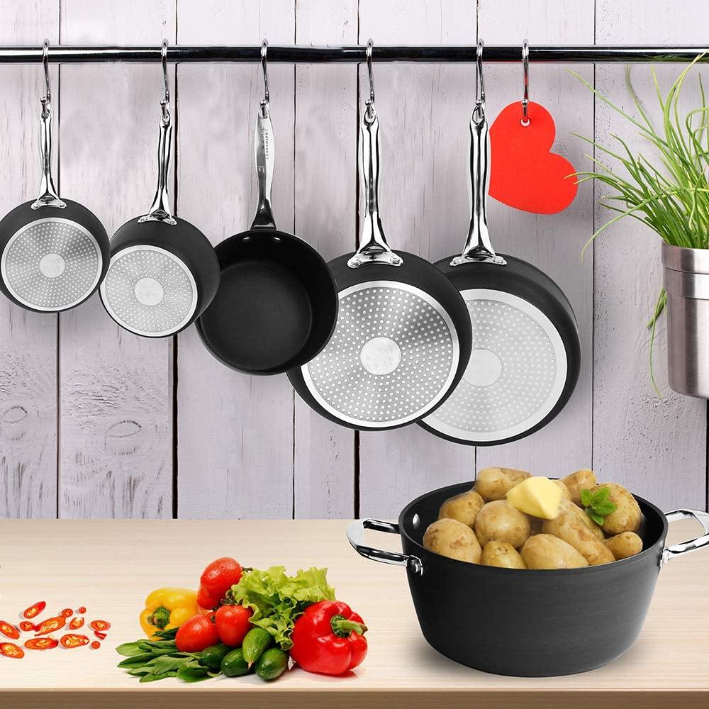 cooper pan Hard Anodized Nonstick Induction Cookware Set,13-Piece Aluminum Pots and Pans Set with Lids, Dishwasher Safe Oven Safe, Black - JOY2ESpree