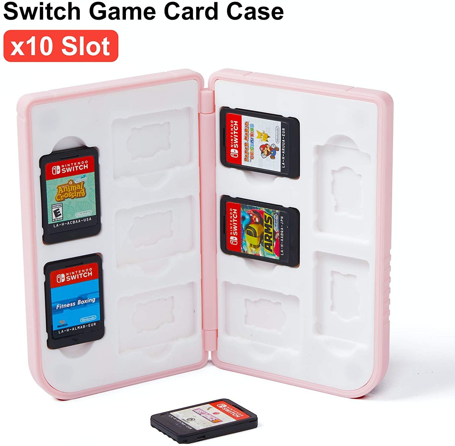 LeyuSmart Game Card Case for Nintendo Switch Games,10 Slot Card & MircoSD Card Storage Holder, Small Size Slim and Portable (White) - JOY2ESpree