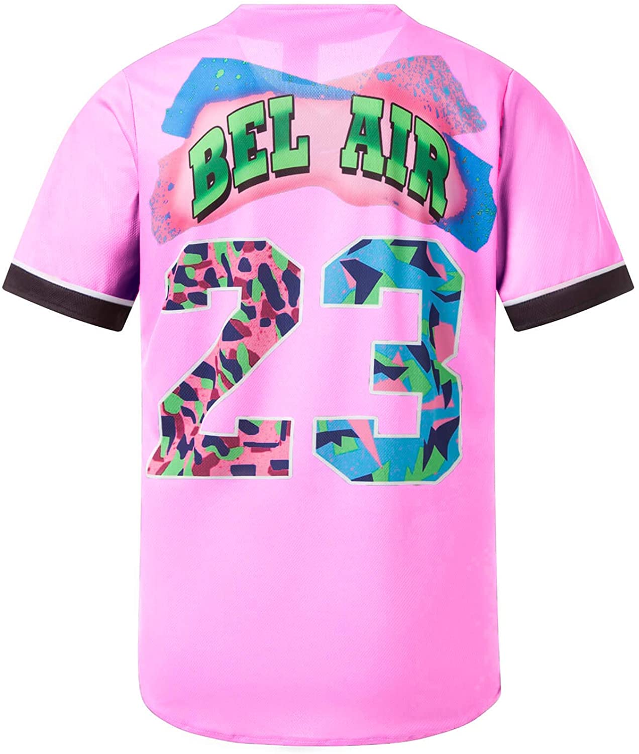 MOLPE 90s Hip Hop Clothing for Men and Women, Unisex Bel Air 23 Baseball Jersey, Mens Printed Urban Shirts for Party