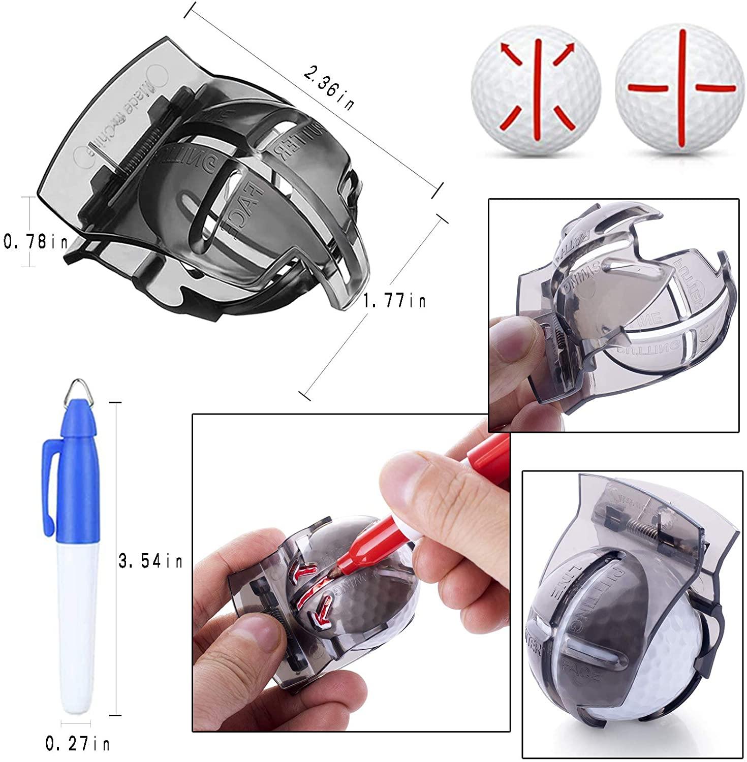 FINGER TEN Golf Ball Marker Line Drawing Tool 4 Color Value Pack Template Liner Stencil Putt Alignment - JOY2ESpree