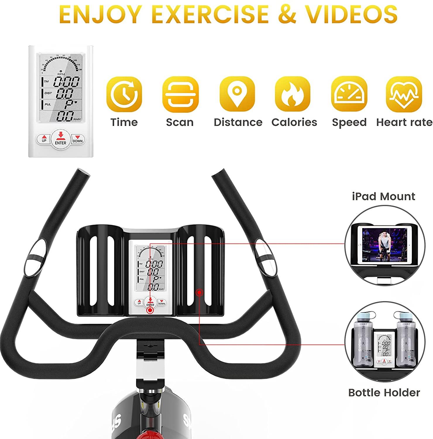 pooboo Exercise Bike Belt Driven Indoor Cycling Bike Commercial Standard Stationary Bike with 44lbs Flywheel for Professional Cardio Workout - JOY2ESpree
